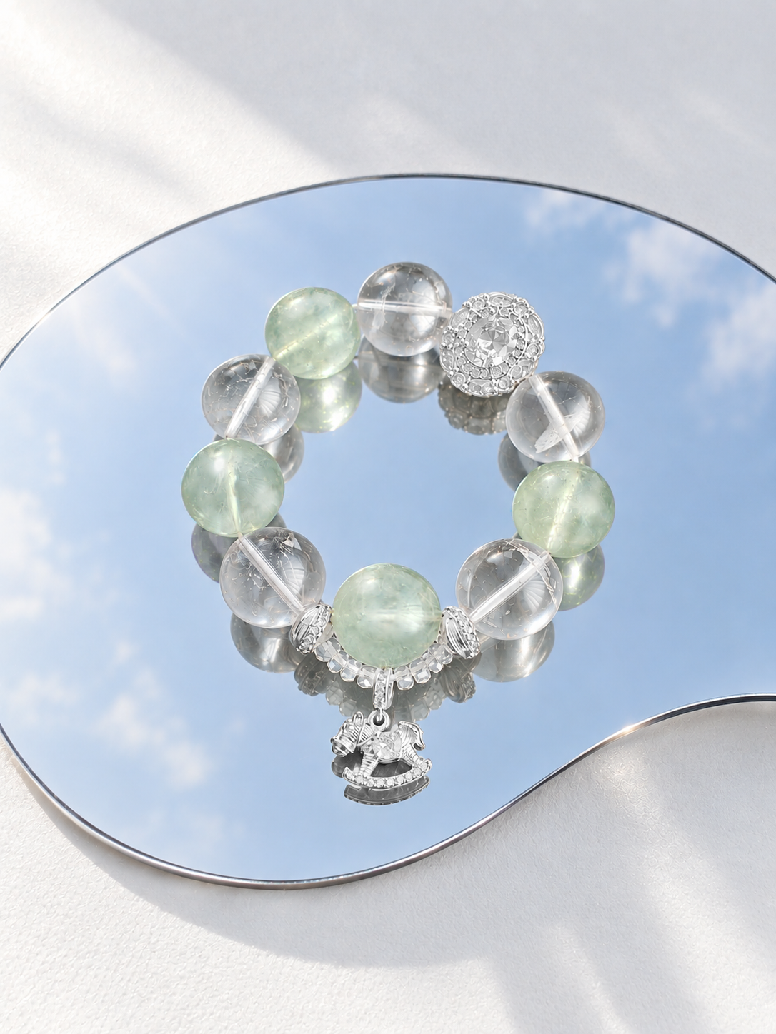 Lily Haze Carousel · Prehnite & Clear Quartz Bracelet