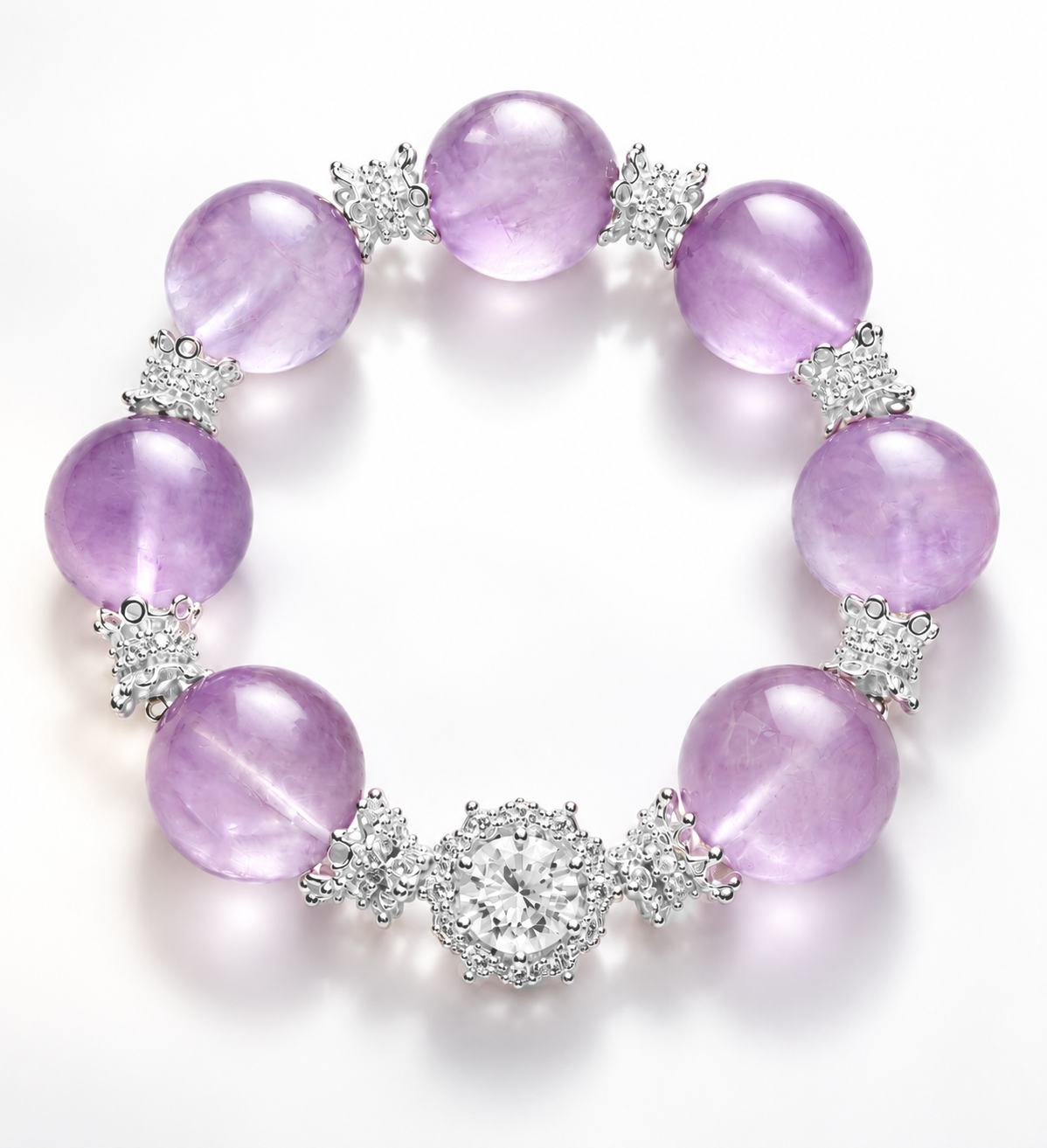 Violet Reverie · Amethyst & Floral Crown Bracelet